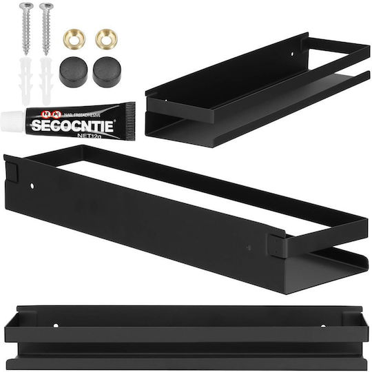 Montat pe perete Raft Baie Metal 40x10x6cm Neagră