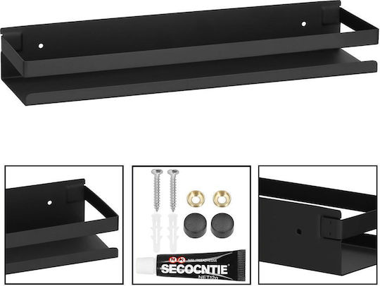 An der Wand montiert Badezimmerregal Metallisch 40x10x6cm Schwarz
