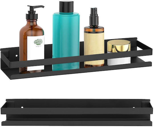 An der Wand montiert Badezimmerregal Metallisch 40x10x6cm Schwarz