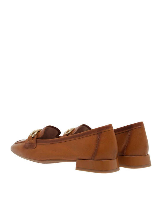 Leather Women's Moccasins in Tabac Brown Color