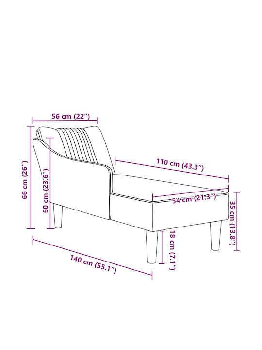 Recliner Samt Schwarz L140xW56xH66cm