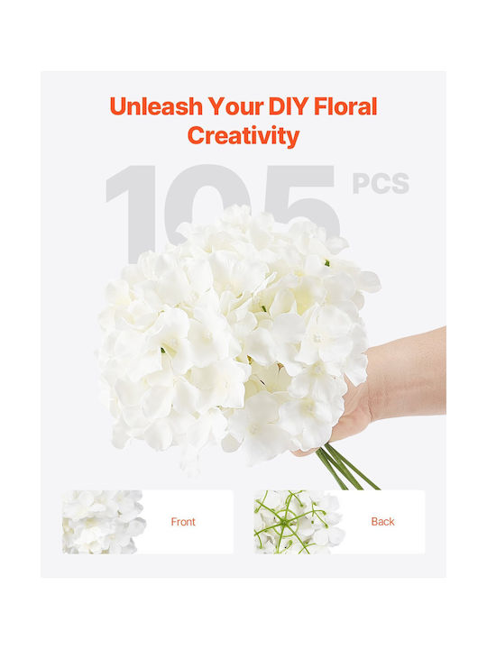 Vevor 105 Pieces Artificial Silk Hydrangea Flowers 9.8 Inches White Bouquet