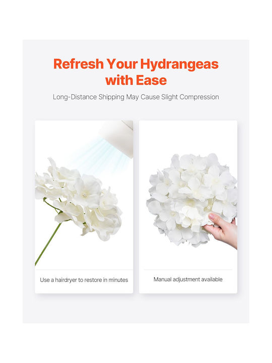 Vevor 105 Pieces Artificial Silk Hydrangea Flowers 9.8 Inches White Bouquet