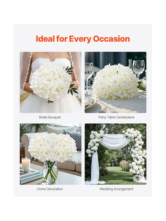 Vevor 105 Pieces Artificial Silk Hydrangea Flowers 9.8 Inches White Bouquet