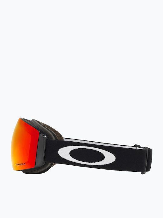 Oakley Flight Deck XM Prizm Mască de Schi și Snowboard pentru Adulți, Neagră, cu Lentilă Oglindă Roșie
