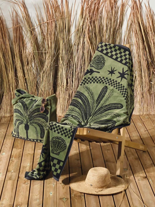 Kentia Palima Terrycloth Green Beach Bag