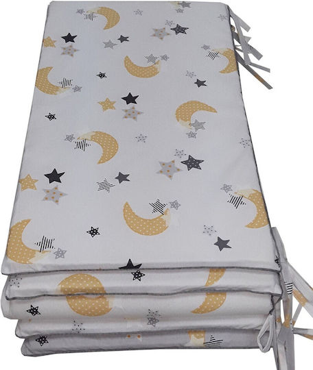 Beboulino Moon Stars Crib Bumpers Classic Inside Grey White 60x120cm