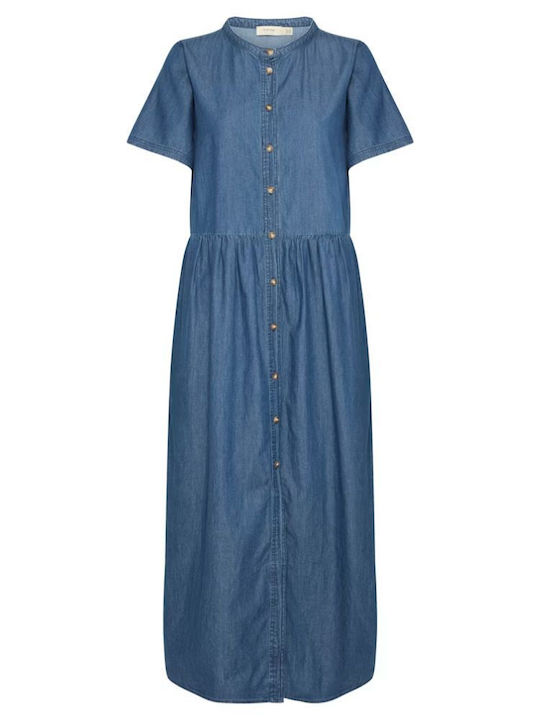 Καλοκαιρινό Maxi Φόρεμα Τζιν Denim Blue