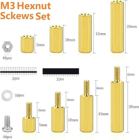 Set Spacers M3 250 Bucăți Șuruburi Șaibe Șaibe din Oțel Inoxidabil și Cupru Tip Raspberry Pi Placă de Bază Pcb Board Electronice diverse