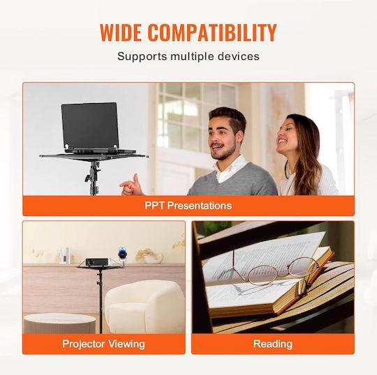 Suport pentru Proiector Poziționare Pardoseală Înălțime Reglabilă 68 160 Cm Suport pentru Telefon cu Braț Flexibil Unghi Reglabil 180° Design Pliabil și Portabil Capacitate 5 Kg pentru Proiector Tablet Mixer Laptop Partitură Negru