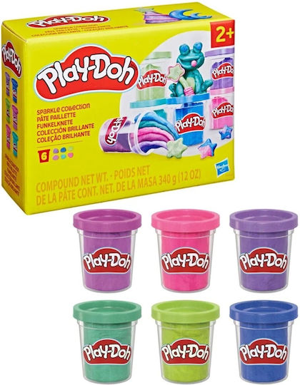 Hasbro Play-Doh Πλαστελίνη - Παιχνίδι Sparkle Compound Collection 2.0 για 3+ Ετών, 6τμχ