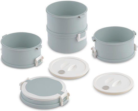 Lamart Set Plastic Lunch Boxes Grey with Compartments 13x13cm 4 Pieces