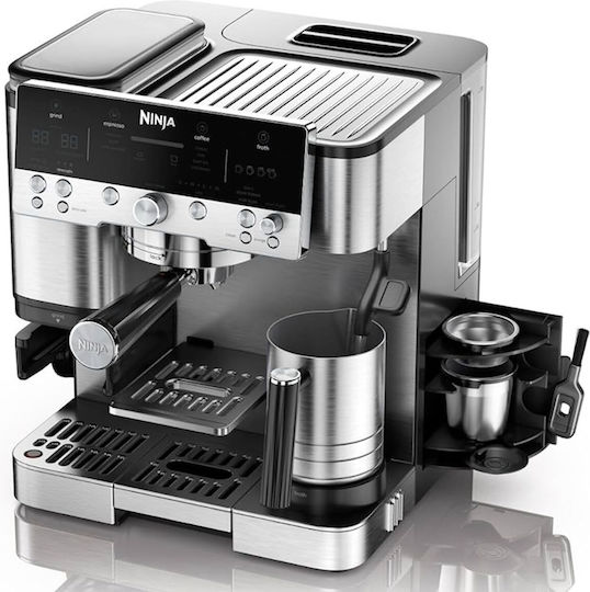 Ninja Luxe Cafe Premier Automatic Espresso Machine 1650W Pressure 15bar for Cappuccino with Grinder Silver
