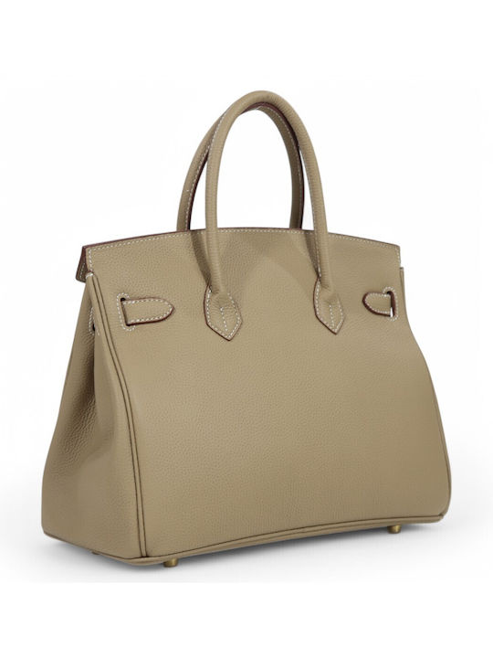 Δερμάτινη Γυναικεία Τσάντα Tote Χειρός Taupe