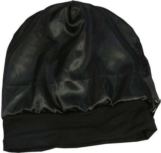 Black Satin-lined Sleep Cap Hair Protection