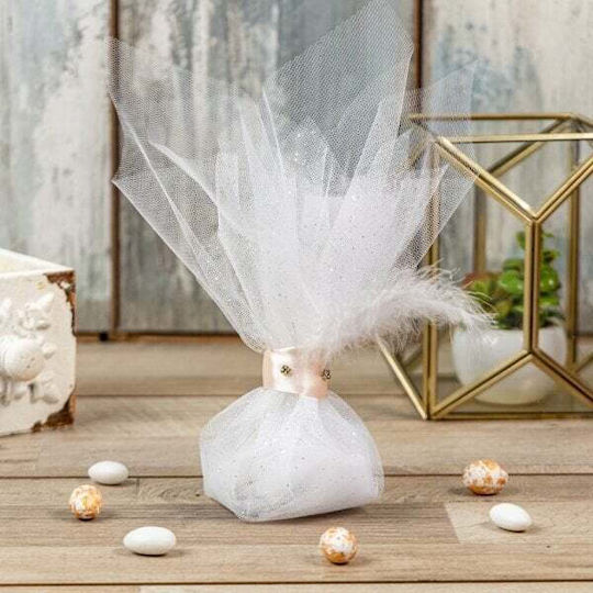 Μαντηλι Τουλι Glitter Σετ/50 37χ37cm Ασημι