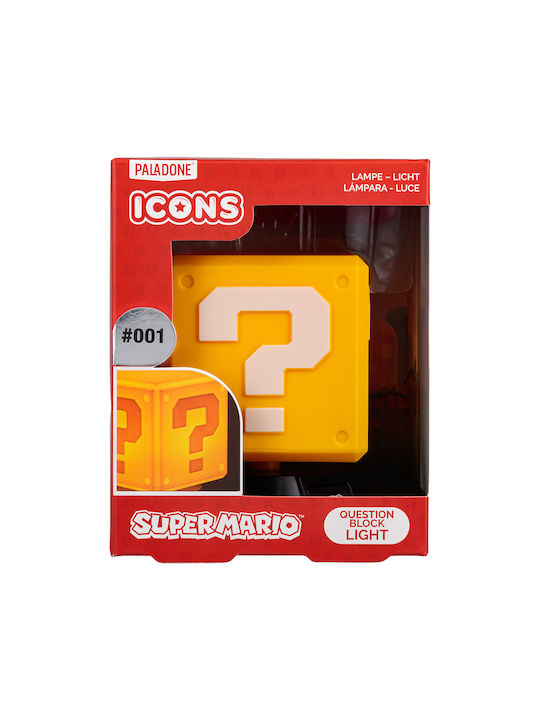 Paladone Детско Декоративно Осветително Тяло Super Mario Question Block с Проекция на Дизайни Жълто 3x10см