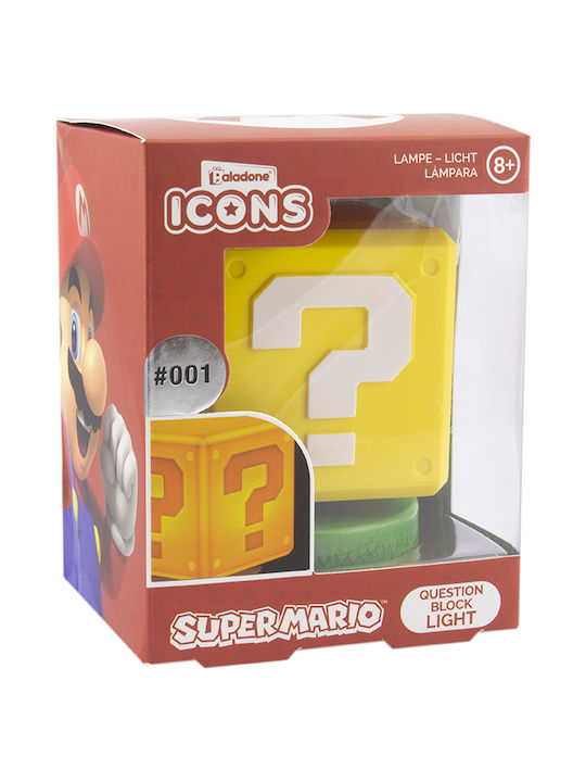 Paladone Детско Декоративно Осветително Тяло Super Mario Question Block с Проекция на Дизайни Жълто 3x10см