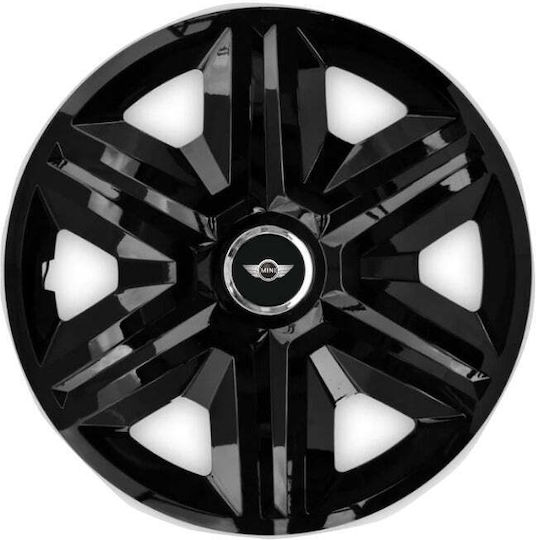 Σετ Τάσια Αυτοκινήτου 15" με Σήμα Mini Cooper 4τμχ Μαύρο