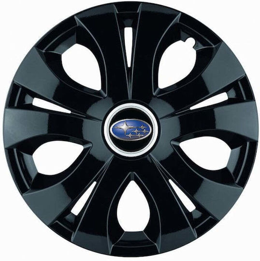 Σετ Τάσια Αυτοκινήτου 16" με Σήμα Subaru 4τμχ Μαύρο