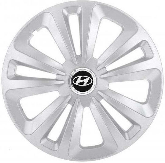 Auto Radkappen Set mit Marke Hyundai 4Stück 16" Orange/Gray