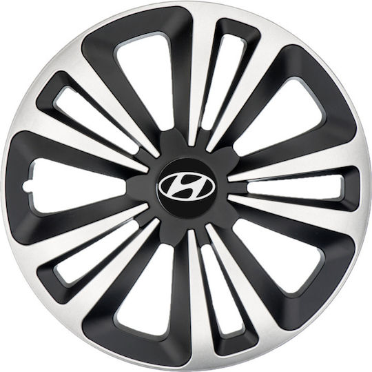 Auto Radkappen Set mit Marke Hyundai 4Stück 14" Orange/Gray