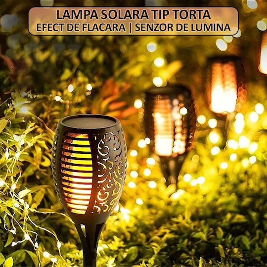 Set 6 Lămpi Solare de Grădină Torțe cu Senzor de Mișcare și Fotocelulă