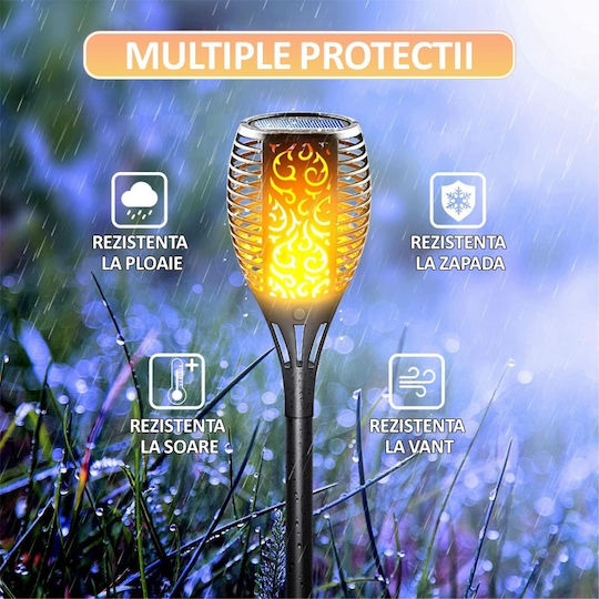 Set of 6 Stake Solar Lights Torches Warm White with Motion Sensor and Photocell