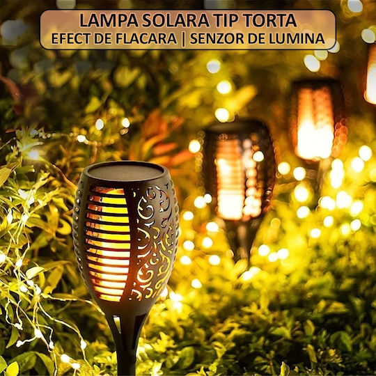 Set of 4 Stake Solar Lights Torches Warm White with Motion Sensor and Photocell