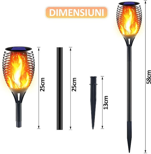 Set of 4 Stake Solar Lights Torches Warm White with Motion Sensor and Photocell