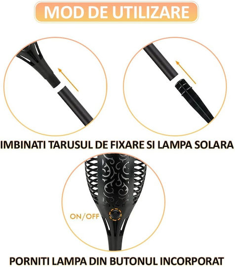 Set of 2 Stake Solar Lights Torches Warm White with Motion Sensor and Photocell