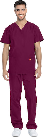 Dickies Unisex Burgundy Pants & Blouse Set Cotton and Polyester
