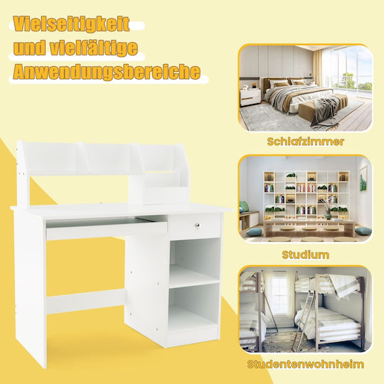 Kinderschreibtisch mit Bibliothek aus Melamin Weiß 90x45x90cm