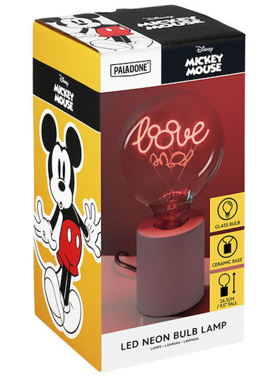 Paladone Παιδικό Διακοσμητικό Φωτιστικό Neon Bulb Mickey Mouse Love Κόκκινο 13x13x18εκ.