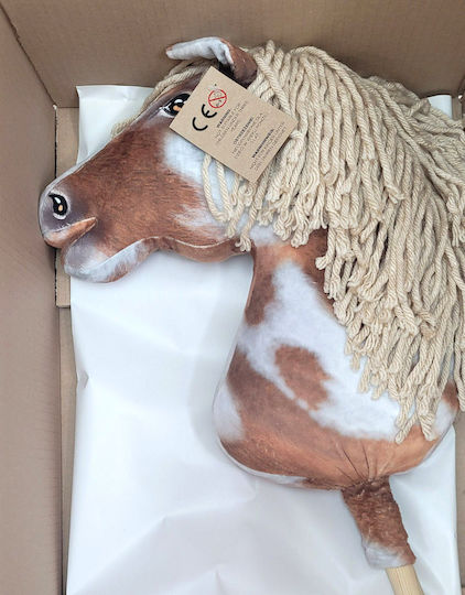 Hobby Horse Large Premium Stick Horse Spotted Tobiano Beige Mane A3