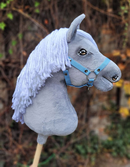 Premium Hobby Horse Großer Steckenpferd Graues Weißes Mähne A3