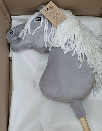 Premium Hobby Horse Großer Steckenpferd Graues Weißes Mähne A3