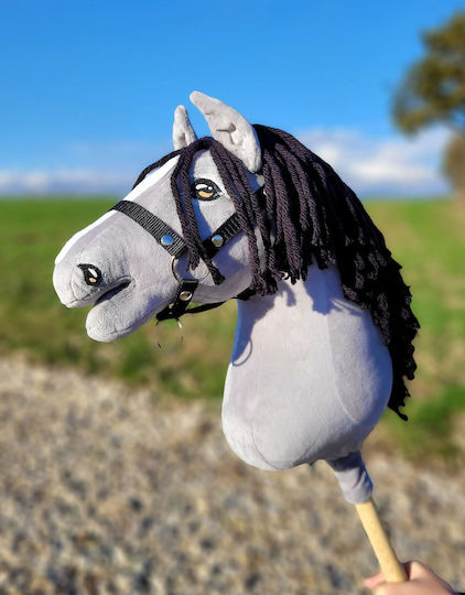 Premium Hobby Horse Large Stick Horse Gray Iv Black Mane A3