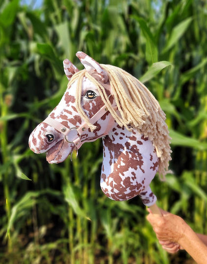 Hobby Horse Large Premium Stick Horse Tarantula Pattern White-brown Beige Mane A3