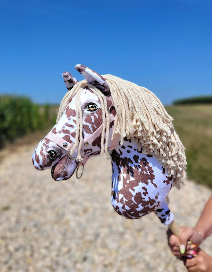 Hobby Horse Large Premium Stick Horse Tarantula Pattern White-brown Beige Mane A3