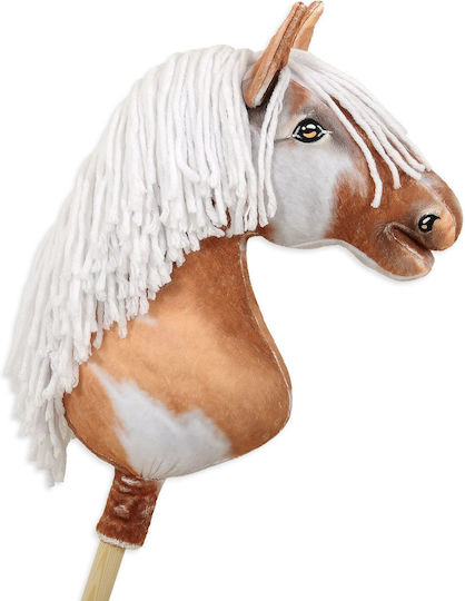 Голяма Премиум Пръчка Кон Hobby Horse На Петна Тобиано С Бяла Грива A3