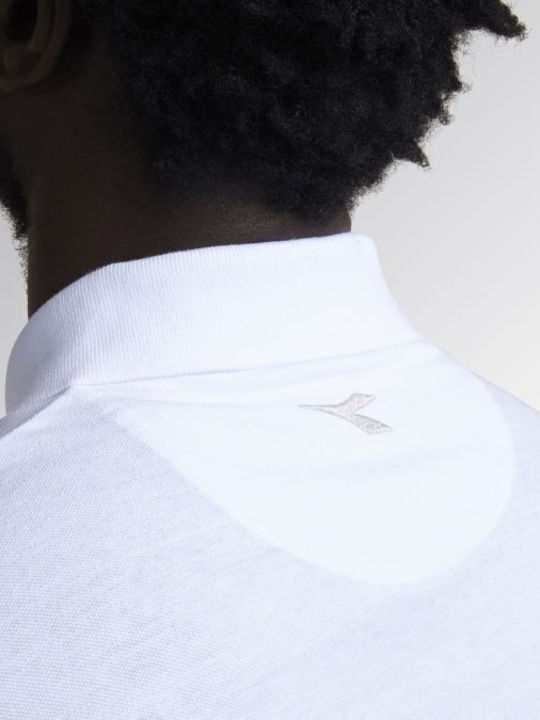 Utility Diadora Men's Short Sleeve Polo Shirt Mc Atlar Organic 100% Organic Cotton Optical White 177955