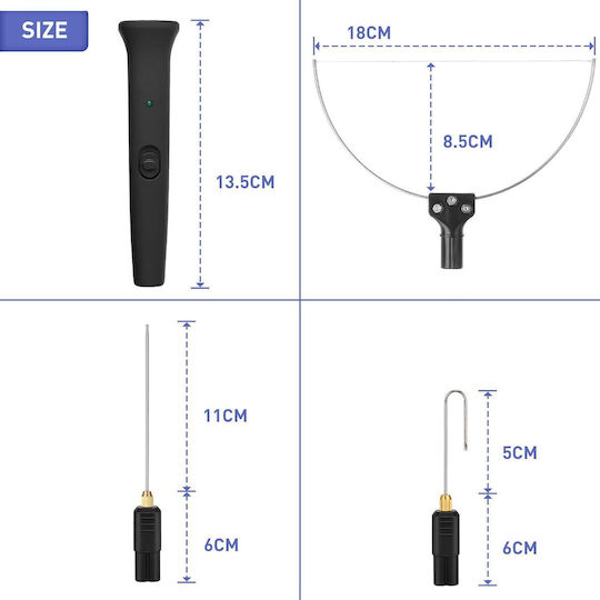 3-in-1 Unealtă de Tăiat Polistiren Fier de Sârmă Caldă 3 Vârfuri Interchangeabile Buton Pornire Indicator LED 100-240v/18w Celulă Sticlă Suflet Eps Epp Negru