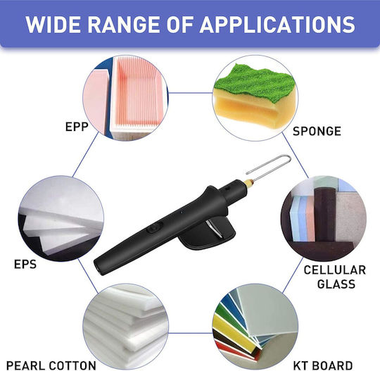 3-in-1 Unealtă de Tăiat Polistiren Fier de Sârmă Caldă 3 Vârfuri Interchangeabile Buton Pornire Indicator LED 100-240v/18w Celulă Sticlă Suflet Eps Epp Negru