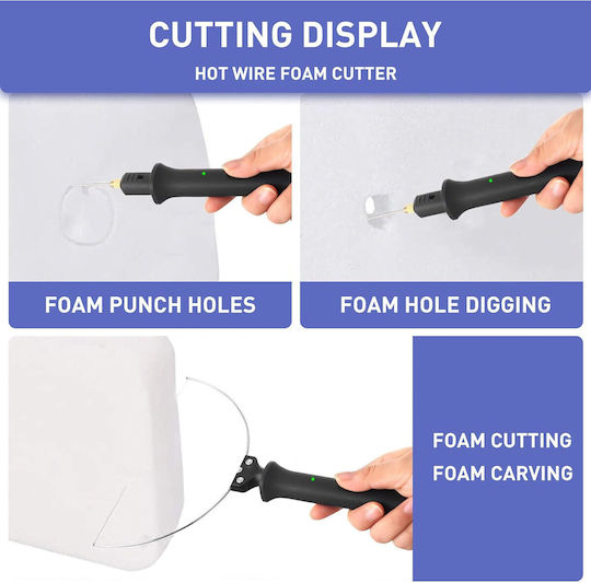 3-in-1 Unealtă de Tăiat Polistiren Fier de Sârmă Caldă 3 Vârfuri Interchangeabile Buton Pornire Indicator LED 100-240v/18w Celulă Sticlă Suflet Eps Epp Negru