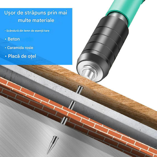 Set 100 Cuie Rotunde Șuruburi Pistol Manual Piuliță 7.3 Mm Durabil Rezistent La Rugină Beton Lemn Cărămidă Tavane Pereți Podele