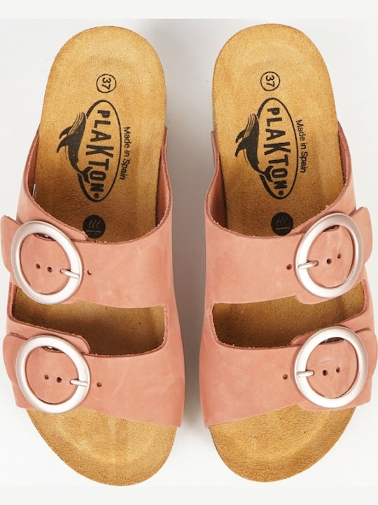 Leather Women's Flat Sandals Anatomic in Pink Color
