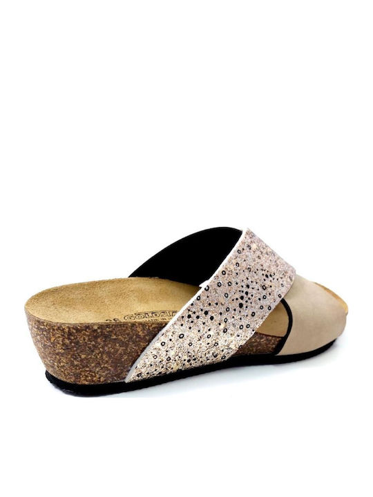Women's Flat Sandals Anatomic in Gold Color