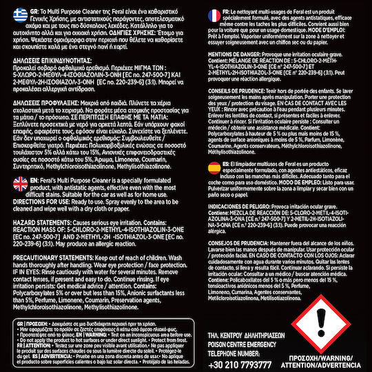 Feral Detailing Pro Σπρέι Καθαρισμού για Ταμπλό Αυτοκινήτου 750ml