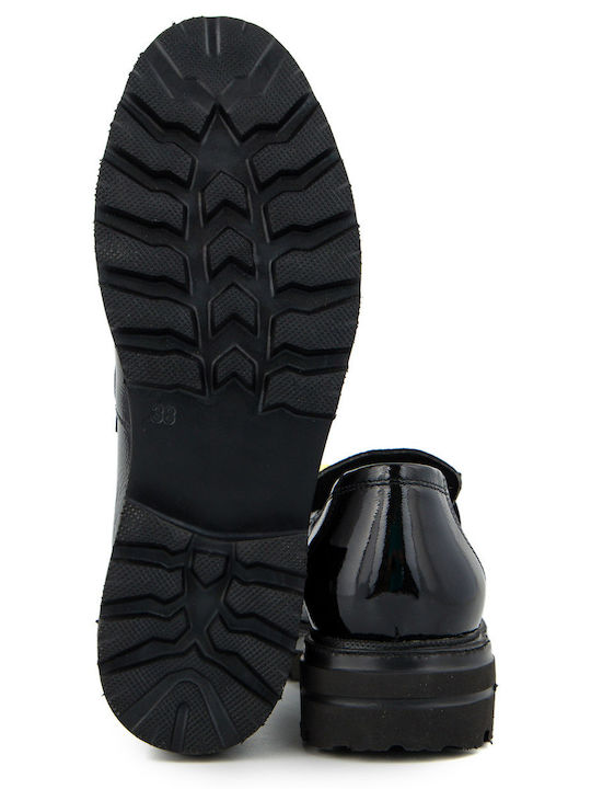 Leder Damen Mokassins in Schwarz Farbe